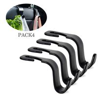 Amooca Car Seat Headrest Hook 4 Pack Hanger Storage Organizer Uiversal for Handbag Purse Coat fit Universal Vehicle Car Black S Type