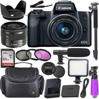 Canon EOS M50 Mirrorless Camera with Canon 15-45mm f/3.5-6.3 is STM Lens + Deluxe Video-Accessory Bundle