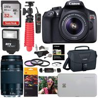 Canon T6 Digital Rebel SLR Camera Kit with EF-S 18-55mm, Kodak Mini Printer with Paper, Sandisk Ultra 32GB Memory Card, and Accessory Bundle