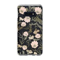 Kate Spade New York Phone Case | for Samsung Galaxy S10E | Protective Clear Crystal Hardshell Phone Cases with Slim Floral Design and Drop Protection - Blossom Pink/Gold with Gems