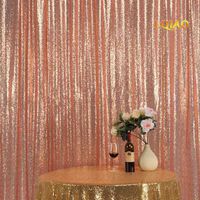 LQIAO Shiny Sequin Backdrop Background 9FTx9FT-Rose Gold,Sequin Curtain Backdrop Photo Booth Wedding Props Glitter Party Background Decoration, Pocket 9x9FT(270x275cm))