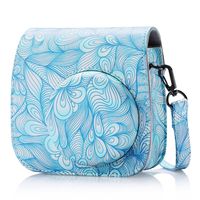 Phetium Soft PU Leather Protective Case with Shoulder and Pocket for Fujifilm Instax Mini8 8+/Mini9 Instant Camera (Wave Blue)