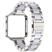 Wearlizer Compatible for with Fitbit Blaze Band Bands for Women Metal Wristband Replacement Fitbit Blaze Band with Frame Resin Bracelet Fit bit Blaze Resin Silver