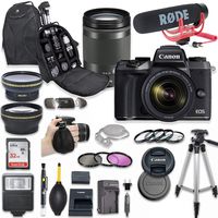 Canon EOS M5 Mirrorless Digital Camera with 18-150mm Lens Video Kit (Black) + Wide Angle Lens + 2X Telephoto Lens + Flash + SanDisk 32GB SD Memory Card + Accessory Bundle