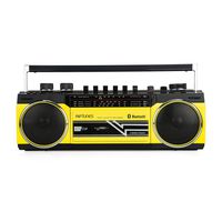 Riptunes Cassette Boombox, Retro Blueooth Boombox, Cassette Player and Recorder, AM/FM/ SW-1-SW2 Radio-4-Band Radio, USB, and SD, Yellow