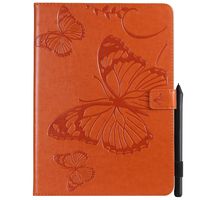 Ostop Compatible with iPad Pro 11 2018 Tablet Case with Pencil Holder,Auto Sleep/Wake Slim Lightweight Stand Smart Cover PU Leather Folio Wallet Case for iPad Pro 11 2018,Orange Butterfly