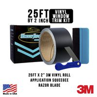 Gold Label Detailing 3M Black Out Trim Chrome Delete Vinyl Wrap Kit | 25ft Roll of 3m Scotchprint 1080 | Felt Edge Squeegee and Razor Blade Included (Satin, 2")