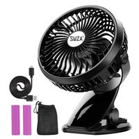 SWZA Stroller Fan Clip on Fan Rechargeable Battery Operated Fan - Powerful Airflow Low Noise Portable Clip Fan for Baby Stroller Travel Hiking Camping (2 Batteries and 1 Reusable Mesh Bag Included)