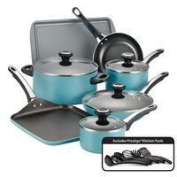 Farberware 21926 High Performance Nonstick Cookware Pots and Pans Set Dishwasher Safe, 17 Piece, Aqua