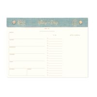 DesignWorks Ink Cloth Undated Post Bound Weekly Planner, Seafoam Linen- Slay the Day