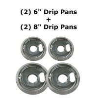Kitchen Basics 101 4 Pack (2) 6" & (2) 8" Replacement Chrome Pans for Whirlpool W10278125 W10196405 W10196406