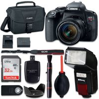 Canon EOS Rebel T7i Digital SLR Camera with Canon EF-S 18-55mm f/4-5.6 is STM Lens + Accessory Bundle (10 Items)