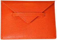 Budd Leather Company Lizard Print Photo Envelope, Tangerine, 4.5 x 6.5" (552209L-28)