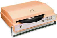 Music Public Kingdom Portable Slot-in Retro Turntable Record Player - Plays 33 and 45 RPM 7-Inch Records - with Bluetooth and Tone Volume Control (Orange)