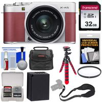Fujifilm X-A5 Wi-Fi Digital Camera & 15-45mm XC Lens (Pink) with 32GB Card + Battery + Case + Flex Tripod + Strap + Filter + Kit