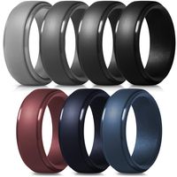ThunderFit Silicone Rings for Men - 7 Pack Rubber Wedding Bands (Grey, Dark Grey, Very Dark Grey, Black, Navy Blue, Dark Red, Dark Blue, 7.5-8 (18.2mm))