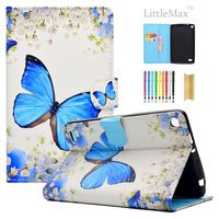 Kindle Fire 7 Case,LittleMax Ultra Slim PU Synthetic Leather Case Flip Stand [Magnetic Closure] Cover for Amazon Kindle Fire 7 5th Gen 2015 Version with 1 Free Stylus Flower Butterfly