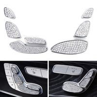 iJDMTOY 7pc Silver Chrome Bling Crystal D?cor Trims Compatible With Mercedes W205 C-Class X205 GLC-Class, W213 E-Class Front Driver/Passenger Seat Adjust Control Switch