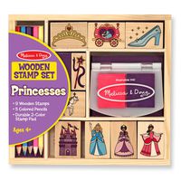 Melissa & Doug Wooden Stamp Set, Princesses (Arts & Crafts, Sturdy Wooden Storage Box, Washable Ink, 15 Pieces, Great Gift for Girls and Boys - Best for 4, 5 and 6 Year Olds)