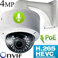 USG 4MP H.265 IP Dome Security Camera with Audio : Free Bracket & Deep Base : 2592x1520, Motorized Auto-Focus 2.8-12mm Lens, PoE, 30x IR LEDs, Weatherproof, ONVIF 2.4, View On Phone + Computer + NVR