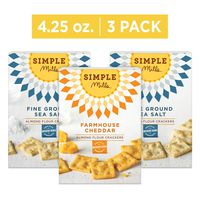 Simple Mills Almond Flour Cracker Variety Pack:, (2) Fine Ground Sea Salt, (1) Farmhouse Cheddar, 4.25 Ounce (Pack of 3)
