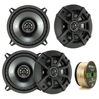 Car Speaker Package Of 4x Kicker 43CSC5 450-Watt 5-1/4" Inch CS Series 2-Way Black Car Coaxial Speakers - Bundle Combo With Enrock 50 Foot 14 Gauge Speaker Wire