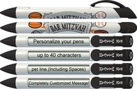 Greeting Pen Personalized Pens- Bar Mitzvah Sports Rotating Message Pen - 6 Pack (P-MP-302-6)