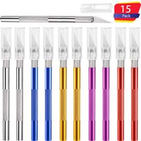 15 Packs Hobby Knife Precision Knife Set, Stainless Steel Precision Cutter Refill Craft Knife for Phone Repair, Art, Hobby, Scrapbooking, Stencil (Muliticolor)