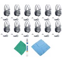 Hamilton Buhl SC-7V Schoolmate Deluxe Headphones (12-Pack) w/Accessory Bundle