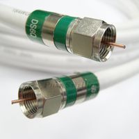 PHAT SATELLITE INTL - 3GHz Solid Bare Copper 18AWG RG6 CL2 In-Wall Coaxial Cable Green Digicon F-Connectors, AT&T DIRECTV Satellite CATV RG6/U Coax Patch Cord, Assembled in USA (8ft, White)