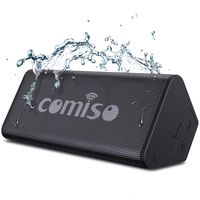COMISO Bluetooth Speakers, IPX7 Waterproof Wireless Portable Speaker Loud Crystal Clear Stereo Sound, Rich Bass, 20 Hour Playtime, Dual-Driver Built-in Mic for Party, Travel, Outdoor, Backyard (Black)