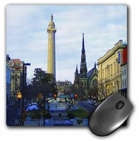 3dRose LLC 8 x 8 x 0.25 Inches Washington Monument and Mount Vernon Place United Methodist Church, Baltimore Mouse Pad (mp_55461_1)