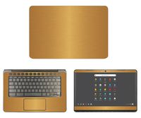 decalrus - Protective Decal for HP ChromeBook 14-CA061DX (14" Screen) Laptop Gold Texture Brushed Aluminum Skin case Cover wrap BAhpChrmbk14_CA061dxGold