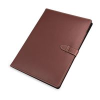 Samsill Contrast Stitch Leather Padfolio with Strap Closure- Portfolio Folder/Business Portfolio for Men & Women - Resume Document Organizer, 8.5 x 11 Writing Pad, Brown