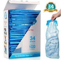 Diaper Pail Refill Bags, 1020 Counts, 34 Bags, Fully Compatible with Arm&Hammer Disposal System