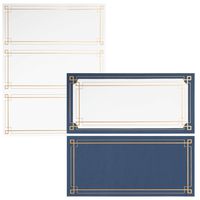 Sustainable Greetings 24-Pack Printable Blank Gold Foil Gift Certificates with Navy Blue Sleeves for Business, Spa, and Restaurant - 8 Perforated Sheets (3 Vouchers Per Sheet)