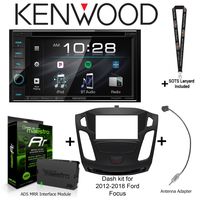 Kenwood Excelon DDX396 6.2" WVGA DVD Receiver, iDatalink Maestro KIT-FOC1 Dash kit for 2012-2018 Ford Focus, ADS-MRR Interface Module and BAA22 Antenna Adapter and a SOTS Lanyard