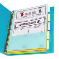 C-Line 5-Tab Poly Index Dividers with Multi-Pockets, Bright Color Assortment, 8-1/2" x 11", One 5-Tab Set (07650)