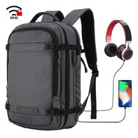MIER Travel Backpack 17 Inches Laptop Carry On Daypack with USB Charging Port, Dark Grey