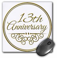 3D Rose"13Th Anniversary GiftGold Text for Celebrating Wedding Anniversaries 13 Thirteen Years Together" Matte Finish Mouse Pad - 8 x 8" - mp_154455_1