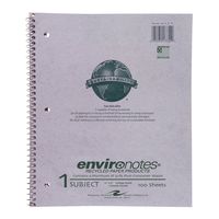 Roaring Spring Recycled Wirebound Notebook, One Subject, 11" x 9", 100 sheets, College Ruled, Grey Covers