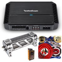 Rockford Fosgate P600X4 600 Watts Punch Series 4-Channel Stereo Class AB Car Power Amplifier with 3.5 Farad Capacitor & 4 Channel Amp Kit