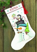 DIMENSIONS Counted Cross Stitch 'Jolly Trio' Personalized Christmas Stocking Kit, 14 Count White Aida Cloth, 16''