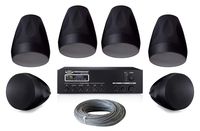 Pure Resonance Audio 6.5" Pendant Mount Loudspeaker Bundle with MA120BT 120 Watt Mixer Amplifier and Accessories - Retail Sound System (6 Speakers, Black)