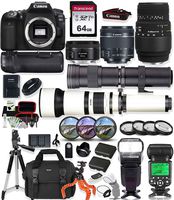 Canon EOS 90D DSLR Camera with 18-55mm Lens, 50mm f1.8 Lens & Sigma 70-300mm Lens + 420-800mm & 650-1300mm Telephoto Zoom Lenses Prime Accessory Bundle