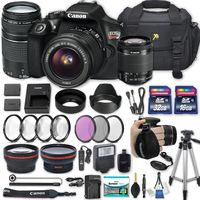 Canon EOS Rebel T6 DSLR Camera with EF-S 18-55mm f/3.5-5.6 is II Lens + EF 75-300mm f/4-5.6 III + 2 Memory Cards + 2 Aux Lenses + 50" Tripod + Accessories Bundle (25 Items)