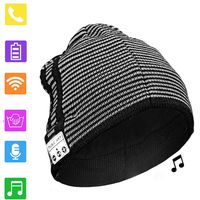 BGJOY Bluetooth Hat Bluetooth Beanie Smart Hat Built-in Stereo Speaker Mic Wireless Headphones Beanie Sync Call Music for All Smart Phones Gift Men Women Boys Girls (Striped)