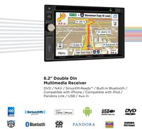 Jensen VX7020 6.2 inch LCD Multimedia Touch Screen Double Din Car Stereo Receiver with Built-In Navigation, Bluetooth, CD/DVD Player & USB/microSD Ports