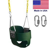 SAFARI SWINGS High Back Full Bucket Kids Swing Seat (USA MADE, Includes 67" of Coated Chain, 2 Quick Links) Green Outdoor Baby, Children & Toddler Swing Set Accessories For The Playground, Backyard