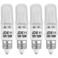 4-Pack JDE11 120V 100W Frosted Halogen JDE11 100W Bulb Warm White 100 Watt T4 E11 Bulb Frosted JD E11 T4 100W for Chandeliers, Pendants, Table Lamps, Cabinet Lighting, Mini-Candelabra Base T4 Bulb